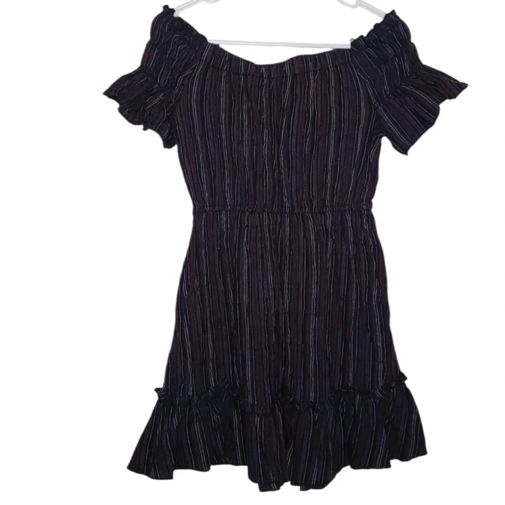 MoonRiver Smocked Tiered Off Shoulder Mini Dress Peasant RedWhiteBlue Boho Sz Lg